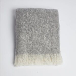 New +tag Foxford Croagh Patrick Ivory Grey Mohair Blanket Throw Blanket Ireland